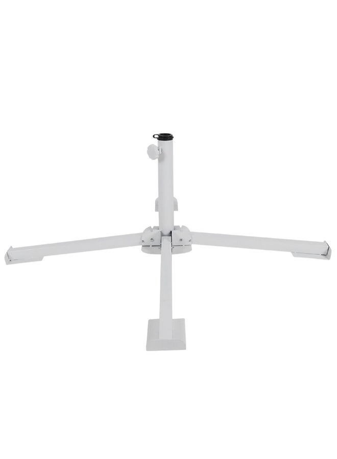 قاعدة صلب متينة ومستقرة بتصميم متقاطع لمظلة الحديقة لون أبيض قطر 122 سم UA2112 - Image 3